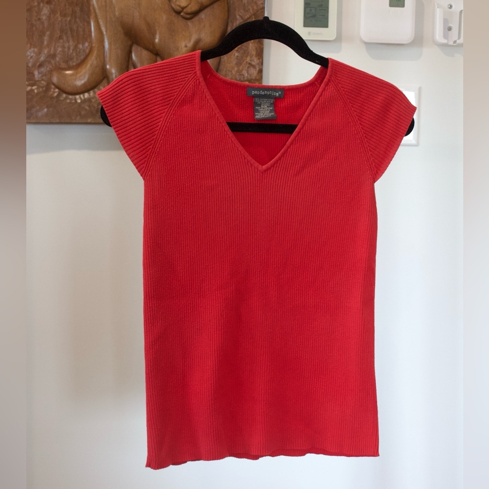 Pandemonium | Vintage cherry red ribbed cap sleeve top